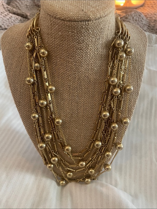 Trifari Jewelry - Trifari Gold Multi-Strand Beaded Statement Necklace - Women Jewelry